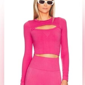 Alala Women's Pink Long Sleeve Cutout Top
